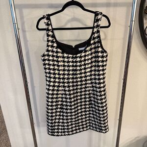 Antonio Melani Women's Size 14 Black Houndstooth Wool Macy Tweed Mini Dress